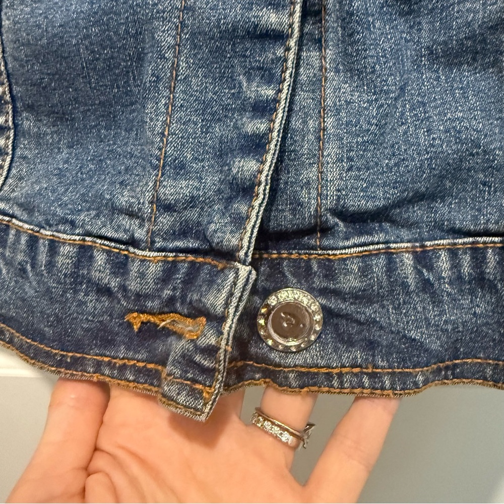 Vintage Pearl Embellished Oversized Denim Jacket - Picture 4 of 10